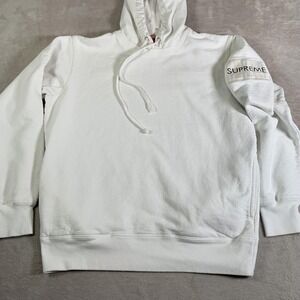 Supreme Hoodie Mens Medium White 1994 Sleeve Patch Embroidered Logo Sweatshirt
